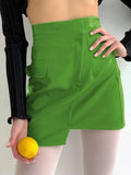 Daiiibabyyy Fashion Green Pu Leather Matte Irregular Women Skirt a Line Slim Desgin Elegant Streetwear Autumn Winter New Arrivals