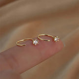 Daiiibabyyy  1 Pair Fashion Shiny Cubic Zircon Ear Cuff For Women Exquisite Crystal Non-Piercing Clip Earrings Wedding Party Jewelry
