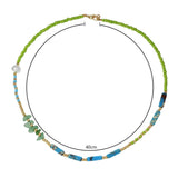 Daiiibabyyy New Bohemia Seed Beaded Natural Stone Choker Necklace for Women Girls Beach Boho Party Trend Jewelry