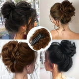 Daiiibabyyy  Synthetic Hair Bun Chignon With Claw Clip Messy Curly Ponytail Hair Extension Heat Resistant Hair For Elegant Women Daily Use