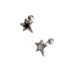 DAIIIBABYYY  -  personality Black and White Pentagonal Stud Earrings for Women Girl vintage punk Zircon Little Star Earring Hip Hop rock Jewelry