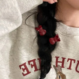DAIIIBABYYY  -  2pcs Fashion Red Rabbit Hair Claws Duckbill Clip Fashion Sweet Hair Clip Elegant Flower Mini Side Banger Clip Headwear Hair Pins