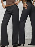 Daiiibabyyy  Spring Women's Clothing High Waist Wide Leg Pants For Woman Flowy Slimming Casual Trousers Polyester Full Length Elegant