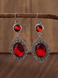 Daiiibabyyy  Luxury Court Style Large Oval Sky-blue Purple Cracked Imitation Gemstone Pendant Dangle Earrings for Women Retro Bohemia Jewelry
