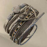 Daiiibabyyy  Inlaid Rhinestone Leather Resin Love Multi-layer Magnetic Bracelets for Women 2025 Exquisite Light Luxury High-end Hand Jewelry