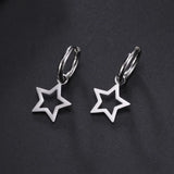 Daiiibabyyy  Silver Color Ball Star Pendant Ear Loops Water Rhinestone Exquisite Creative Design Fashion Earrings Women's Daily Jewelry
