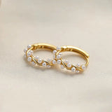Daiiibabyyy  French Temperament Imitation Pearl Twisted Circular Ear Buckle Hoop Earrings Elegant Sweet Fashion Jewelry for Women