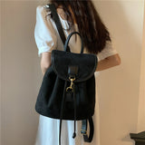 Daiiibabyyy Burminsa Vintage Suede Backpack For Women Trend Designer Anti-theft Travel Bagpack Teenage Girls School Bags Brown Black