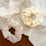 DAIIIBABYYY  -  2024 Simple Sunny Cherry Mesh Scrunchies Large Hair Ropes Ties Women Elegant Up-do Hair Bands Gum Ponytail Holder White Headwear