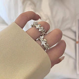 Daiiibabyyy Kpop Goth Vintage Y2K Silver Color Metal Bow Open Ring For Women Egirl 90s Party Grunge Aesthetic Jewelry Accessory Wholesale