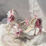 Daiiibabyyy  Pink Heeled Sandals Lolita Heels Shoe and Bag Set Luxury Woman High Heels Party Shoes Woman Bow Weddings Bridal Shoes Y2K Heels