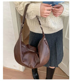 Daiiibabyyy  Trendy Pu Leather Women Hobo Bag 2026 Y2k Aesthetic Simple All Match Crossbody Bags Vintage Streetwear Casual Shoulder Handbags