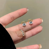 Daiiibabyyy  1 Pair Fashion Shiny Cubic Zircon Ear Cuff For Women Exquisite Crystal Non-Piercing Clip Earrings Wedding Party Jewelry