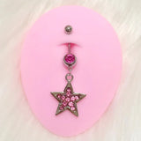 Daiiibabyyy  Korean Fashion Shiny Crystal Star Belly Rings Sexy Pink Cute Body Accessories Belly Piercing Y2K Charms Accessories