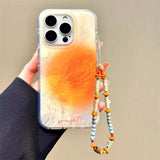 Daiiibabyyy  Vortex pattern painted summer sunset phone case with colorful bead chain for iPhone 11 12 13 14 15 16 pro max