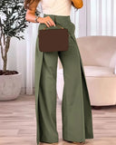 Daiiibabyyy  Fashion Asymmetric Design Casual Wide Leg Pants Street Style High Waist Long Trousers Polyester Women's Fashion Pants