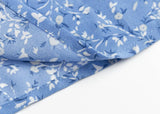 Daiiibabyyy  Retro French Style Blue Floral Print Square Collar Dress Puff Sleeve Elastic Ruched Chest Woman Dresses Holiday Robe Female