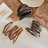 DAIIIBABYYY  -  PU Leather Hair Rope Scrunchies Women Simple Long Wire Hair Ring Ties Braided Headband INS Ponytail Holder Hairpin Headdress