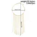 Daiiibabyyy  Bohemian Geometric Circular Collar Gold Silver Tassel Necklace Punk Style Personalized Metal Chain Choker Collarbone Chain