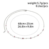 DAIIIBABYYY  -  Minimalism Silver Color Metal Slim Chain Belly Waist Chain Fashion Crystal Glass Summer Women Sexy Bikini Body Jewelry