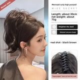 DAIIIBABYYY  -  High Top Ponytail Hair Extension Mermaid Curl Short Tail Clip on Fake Hair for Women Asian Fiber Tail Hair Extensions