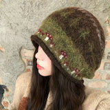 Daiiibabyyy  Casual Ethnic Style Fair Isle Style Knitted Hat Windproof Warm Winter Pullover Hat Coldproof Retro Beanies Hat Winter