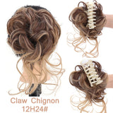 Daiiibabyyy  Synthetic Chignon Messy Curly Claw Hair Bun Scrunchy Fake False Hair Band Tail for Women Hairpieces Blonde Black Brown