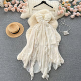 DAIIIBABYYY  -  Elegant Sexy Asymmetric Sleeveless Pleated Backless Chiffon Slip Dresses Fairy A-line Summer Slim Women Beach Vacation Clothing