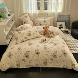 DAIIIBABYYY  -  Instagram Cartoon Cute Pure Cotton Four Piece Set, All Cotton Bed, Nantong Home Textile Quilt Cover, Student Three Piece Set,