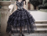 Daiiibabyyy  Summer New Women's Purple Slim High-Waisted Long Lolita Dress Versatile Bustle Black Birthday Adult Ceremony Princess Dress