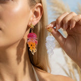 Daiiibabyyy  1Pairs Ocean Sweet Starfish Gradient Jellyfish Acrylic Earrings for Ladies Cute Summer Vacation Style Ear Jewelry Accessory