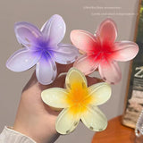 Daiiibabyyy  Bohemian Flower Hair Claw Clip For Women Sweet Floral Hair Claws Crab Clamp Barrettes Hawaiian Headwear Beach Accessories Girl