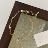 DAIIIBABYYY  -  Fashion Elegant Zircon Flowers Bracelet For Women Girls Charm Gold Silver Color Leaf Chian Bracelet Jewelry Gift