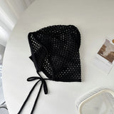 Daiiibabyyy  Knitted Beanies Hats For Women Spring Summer Hollow Straps Skullies Caps Balaclava Female Outdoor Travel Ladies Skullies Hats
