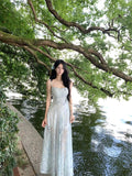 Daiiibabyyy  Korean Maxi Printing Dresses for Women Vestidos De Mujer Slim Waist Temperament Robe Femme Fashion Sexy Summer Slip Dress