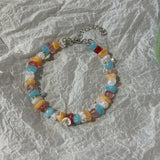 Daiiibabyyy  Colorful Stone Beaded Bracelet Cute Bohemian