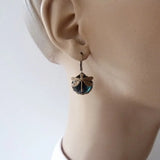 Daiiibabyyy  New Boho Vintage Crystal Dragonfly Earrings for Women Fashion Metal Carving Pattern Inlaid Moonstone Animal Earring Jewelry Gift
