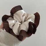 DAIIIBABYYY  -  Pleated edge head flower drape cloth ring satin large intestine ring textured hair band high-end headgear hair accessories new