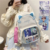 Daiiibabyyy  Cute Hit Color Cat Embroidery Ita Mochila High Capacity Mochilas Student Backpack School Bag Transparent Bags for Woman