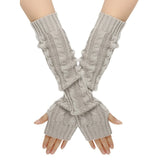 Daiiibabyyy  2PCS Women's Knitted Arm Warmers Gloves: Cable - Knit Design, Fingerless, Warm & Stylish For Autumn, Winter, Daily Wear, Office