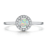 Daiiibabyyy  Blue Opal Stone  Rings For Women Female Luxury Dainty Full Zircon Silver Color Round Midi Finger Ring New Fashion Jewelry Gifts