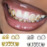Daiiibabyyy  3Pcs Hip Hop Fashion Hollow-Out Shiny Teeth Accessory , Halloween Performance Props - Unisex Holiday Party Gift