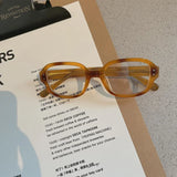 Daiiibabyyy  Retro Square Oval Frame Anti Blue Light Glasses Red Thick Frame Plain Eyes Glasses Korean Fashion Female Eye Protection Eyewear