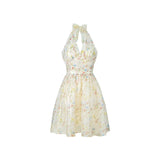 Daiiibabyyy Floral Chiffon V-neck Sling Neck Dress 2024 Summer Little Sexy Princess Dress Fashion Vestidos Elegantes Prom Harajuku Kawaii