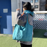 Daiiibabyyy  Double-Sided Wear Suede Shoulder Bag Leopard Print Canvas Tote Casual Unisex Square Bag Open Top Shoulder Bag for Commuting