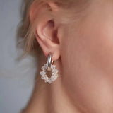 Daiiibabyyy  Fashion Metal Crystal Round Drop Earrings for Women Luxury Gold Color Double Layered Circle Ear Buckle Wedding Jewelry Gifts