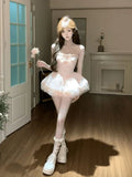 Daiiibabyyy  Sweet Elegant Slim Thin Sling Dress Fashion Warm Design Off Shoulder Bow Dresses Women Pretty Fairy Pink Cake Short Dresses