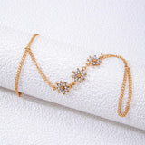 Daiiibabyyy Shining Blue Heart Crystal Chain Anklet for Women Fashion Luxury Love Cubic Zirconia Ankle Barefoot Sandals Foot Jewelry Gifts