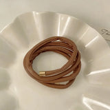 DAIIIBABYYY  -  PU Leather Hair Rope Scrunchies Women Simple Long Wire Hair Ring Ties Braided Headband INS Ponytail Holder Hairpin Headdress