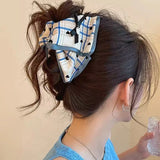 Daiiibabyyy  Plaid Bow Hair Clip for Women Exquisite Sweet Trendy Temperament Shark Clip Simple Daily Casual Hair Accessories Gifts